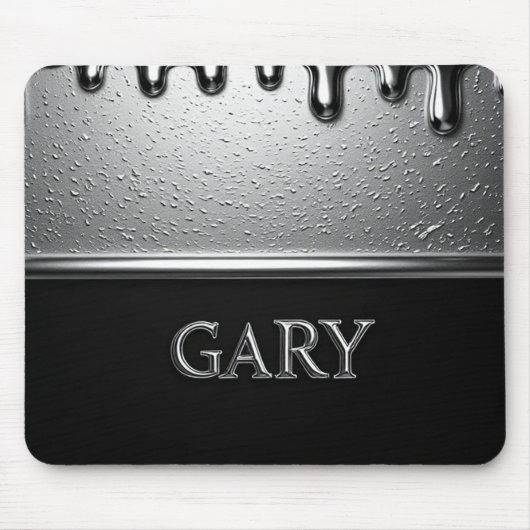 Gary Chrome Namensschild mit flüssigen Metalltropf Mousepad (Vorne)
