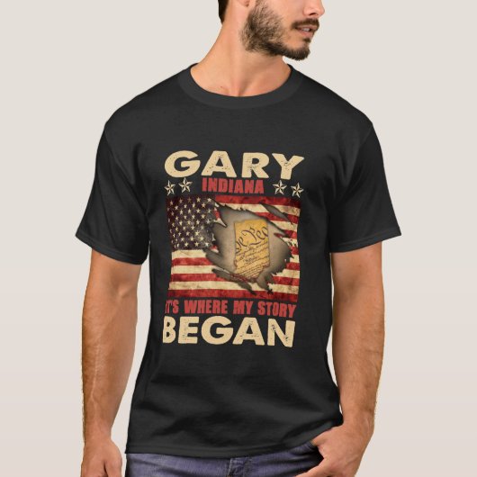 Gary Indiana USA Flag 4. Juli Langschläfer T Sh T-Shirt (Vorderseite)
