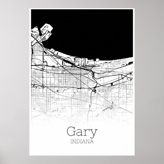 Gary Map - Indiana - City Map Poster (Vorne)