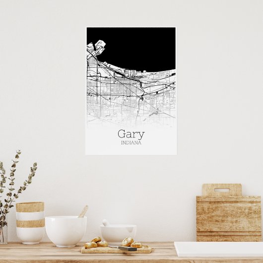 Gary Map - Indiana - City Map Poster (Küche)
