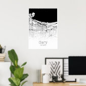 Gary Map - Indiana - City Map Poster (Heimbüro)