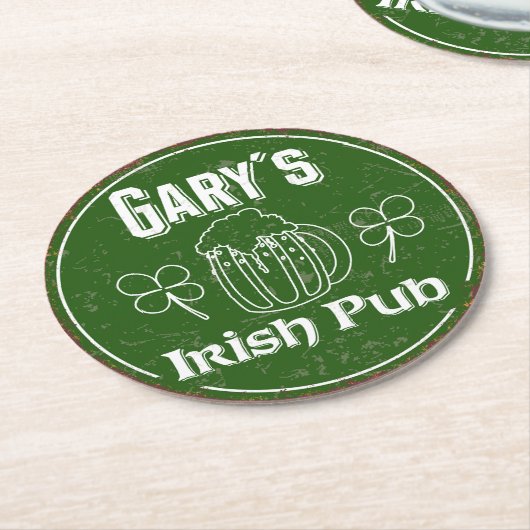 Gary´s Irish Pub Runder Pappuntersetzer (Angewinkelt)