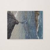 Garza Blanca im Ozean sitzend auf einer Hütte. Puzzle (Horizontal)