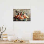 Garzoni - Stillleben mit Birnen und Schmetterling Poster (Küche)