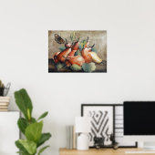 Garzoni - Stillleben mit Birnen und Schmetterling Poster (Heimbüro)