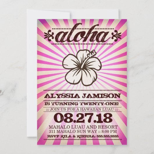 GASCHROMATOGRAPHIE Aloha Sonnenuntergang-rosa Einladung (Vorderseite)