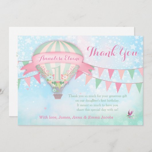 GASCHROMATOGRAPHIE Heißluft-Ballon-erster Dankeskarte (Vorne/Hinten)