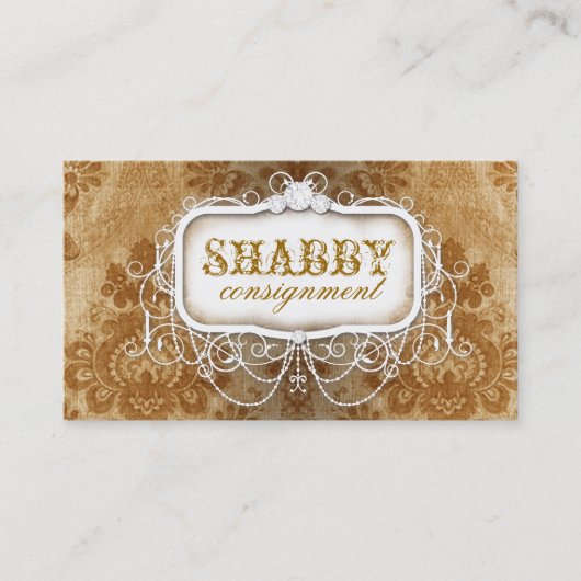 GASCHROMATOGRAPHIE schäbiger Vintager Golddamast Visitenkarte (Vorderseite)