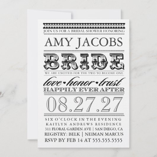 GASCHROMATOGRAPHIE Vintages Brautparty glücklich Einladung (Vorderseite)