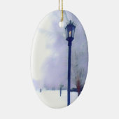 Gaslampe auf schneebedeckter Straße Keramik Ornament (Rechts)
