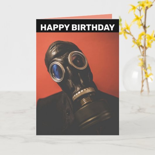 GASMASK-GEBURTSTAGSKARTEN KARTE (Gelbe Blume)