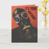 GASMASK-GEBURTSTAGSKARTEN KARTE (Gelbe Blume)