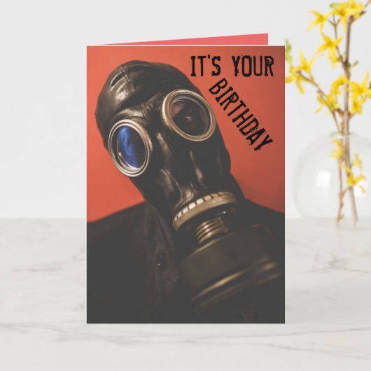 GASMASK-GEBURTSTAGSKARTEN KARTE (Gelbe Blume)