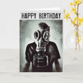 GASMASK GLÜCKLICH BIRTHTAGKARTEN KARTE (Gelbe Blume)