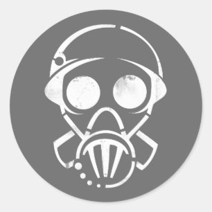 Gasmaske [Aufkleber] Runder Aufkleber