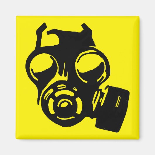 Gasmaske Grafischer Stencil Kühlschrankmagnet (Vorne)