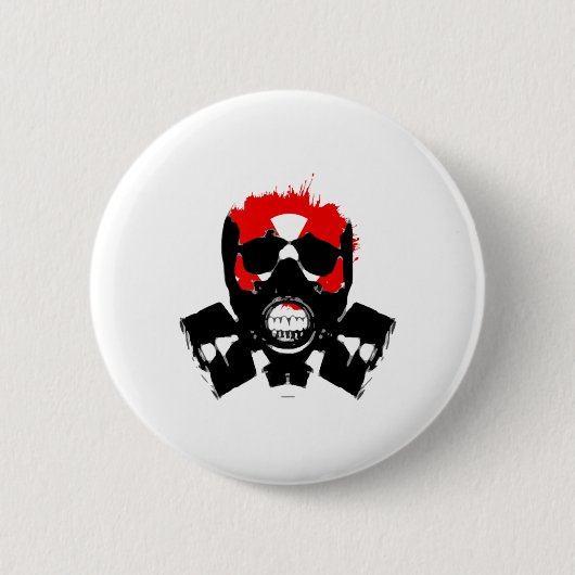 Gasmaske - Kohlerückstand - Radioaktives Symbol - Button (Vorderseite)