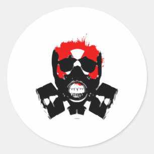 Gasmaske - Kohlerückstand - Radioaktives Symbol - Runder Aufkleber