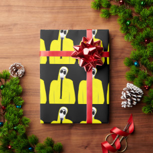 GASMASKE LUSTIGES CHRISTMAS VERPACKUNGSPAPIER GESCHENKPAPIER