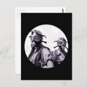 Gasmaske-Mädchen in Lila Postkarte (Vorne/Hinten)
