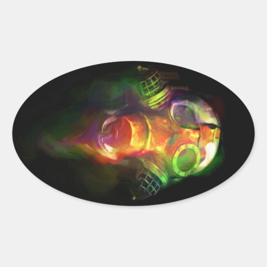 Gasmaske Ovaler Aufkleber (Vorderseite)
