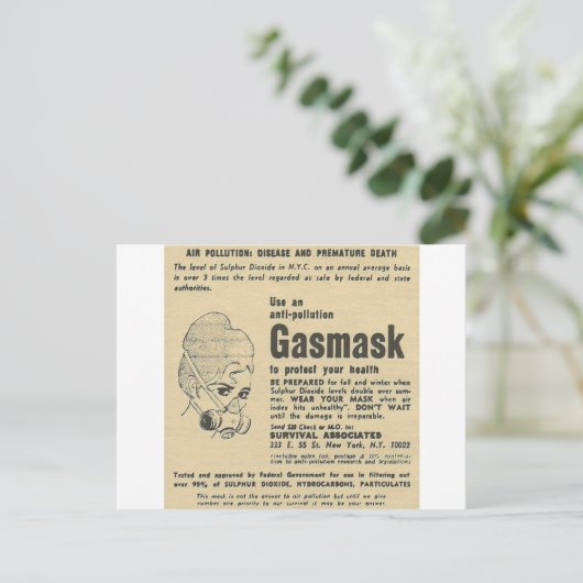 Gasmaske Postkarte (Stehend Vorderseite)