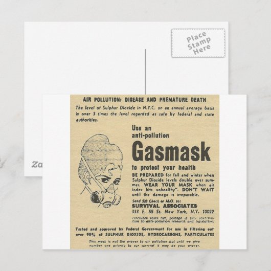 Gasmaske Postkarte (Vorne/Hinten)