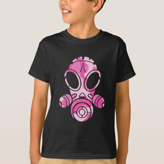 Gasmaske-Rosa-Camouflage T-Shirt (Vorderseite)