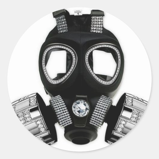 Gasmaske Runder Aufkleber (Vorderseite)