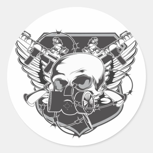 Gasmaske Runder Aufkleber (Vorderseite)