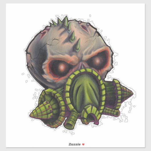 Gasmaske Skull II Aufkleber (Blatt)