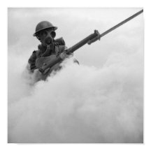 Gasmaske Soldat mit bayonettiertem Gewehr - 1941