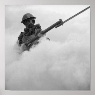 Gasmaske Soldat mit bayonettiertem Gewehr - 1941 Poster