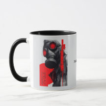 Gasmaske Trash Polka Rot Schwarz Grunge Tasse