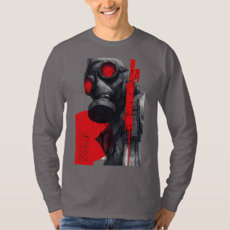 Gasmaske Trash Polka Rot Schwarz Langarmshirt T-Shirt
