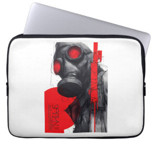 Gasmaske Trash Polka Rot Schwarz Laptop Hülle Laptopschutzhülle