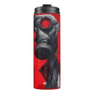 Gasmaske Trash Polka Rot Schwarz Thermotasse Thermosbecher