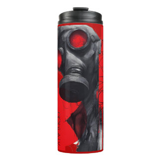 Gasmaske Trash Polka Rot Schwarz Thermotasse Thermosbecher
