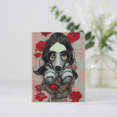 Gasmaske und Blume Postkarte (Stehend Vorderseite)