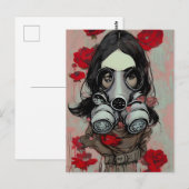 Gasmaske und Blume Postkarte (Vorne/Hinten)