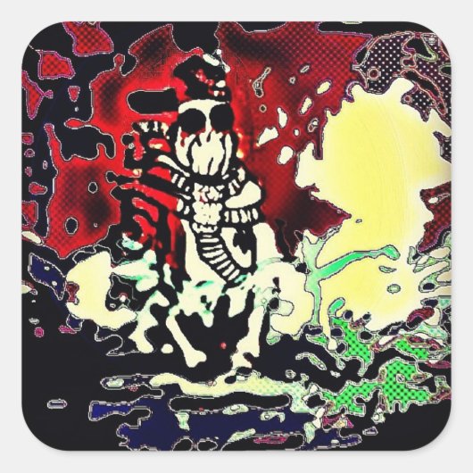 Gasmasken- und Snapback-Sticker Quadratischer Aufkleber (Vorderseite)