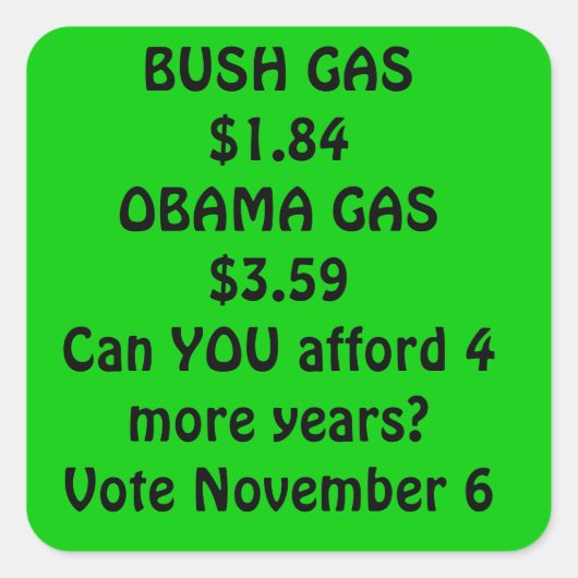 Gasobama Quadratischer Aufkleber (Vorderseite)