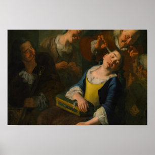 Gaspare Traversi - Ein schlafendes Mädchen lehren Poster