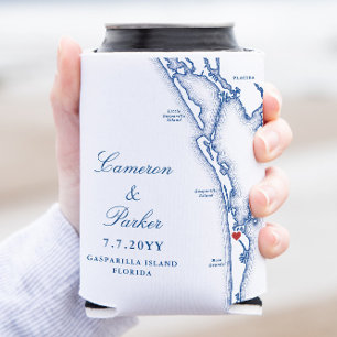 Gasparilla Island FL Karte Blaue Gastgeschenk Hoch Dosenkühler