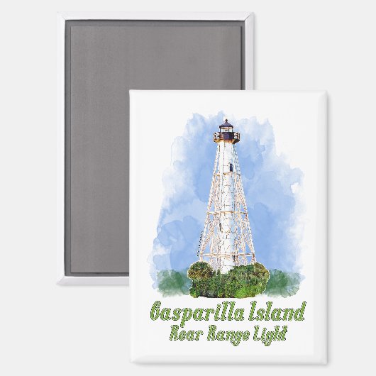Gasparilla Island Rear Range Light - Florida Magnet (Vorderseite/Rückseite)