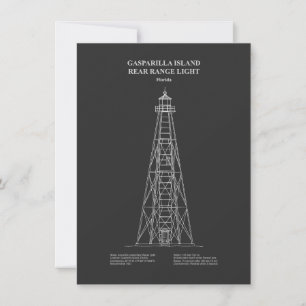 Gasparilla Island Rear Range Light - Florida - PD Mitteilungskarte