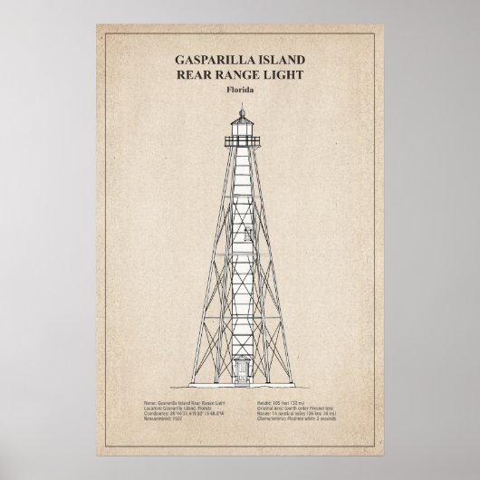 Gasparilla Island Rear Range Light - Florida - SBD Poster (Vorne)