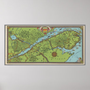 Gaspe-Halbinsel, Kanada-Karte Poster