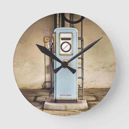 Gaspumpe Runde Wanduhr (Vorderseite)