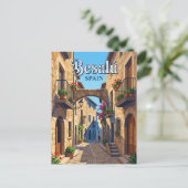Gasse in Besalú Spanien Postkarte (Stehend Vorderseite)
